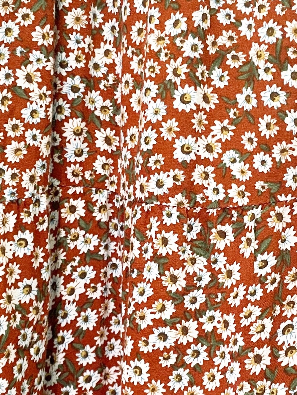 Natural Life Harley Midi Dress Size L/XL Rust Floral Daisy Tiered Boho Pockets - Picture 8 of 11